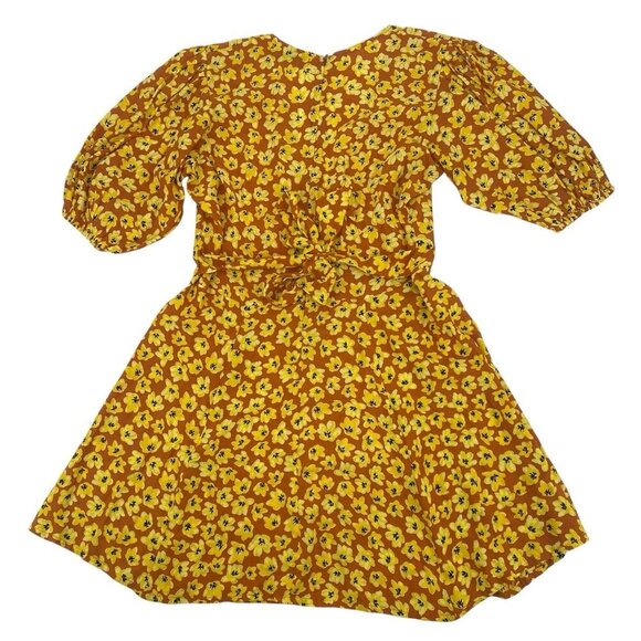 FAITHFULL THE BRAND Sm Ilia Thelma Floral Tie Back Dress Saffron Yellow Orange - Picture 2 of 13